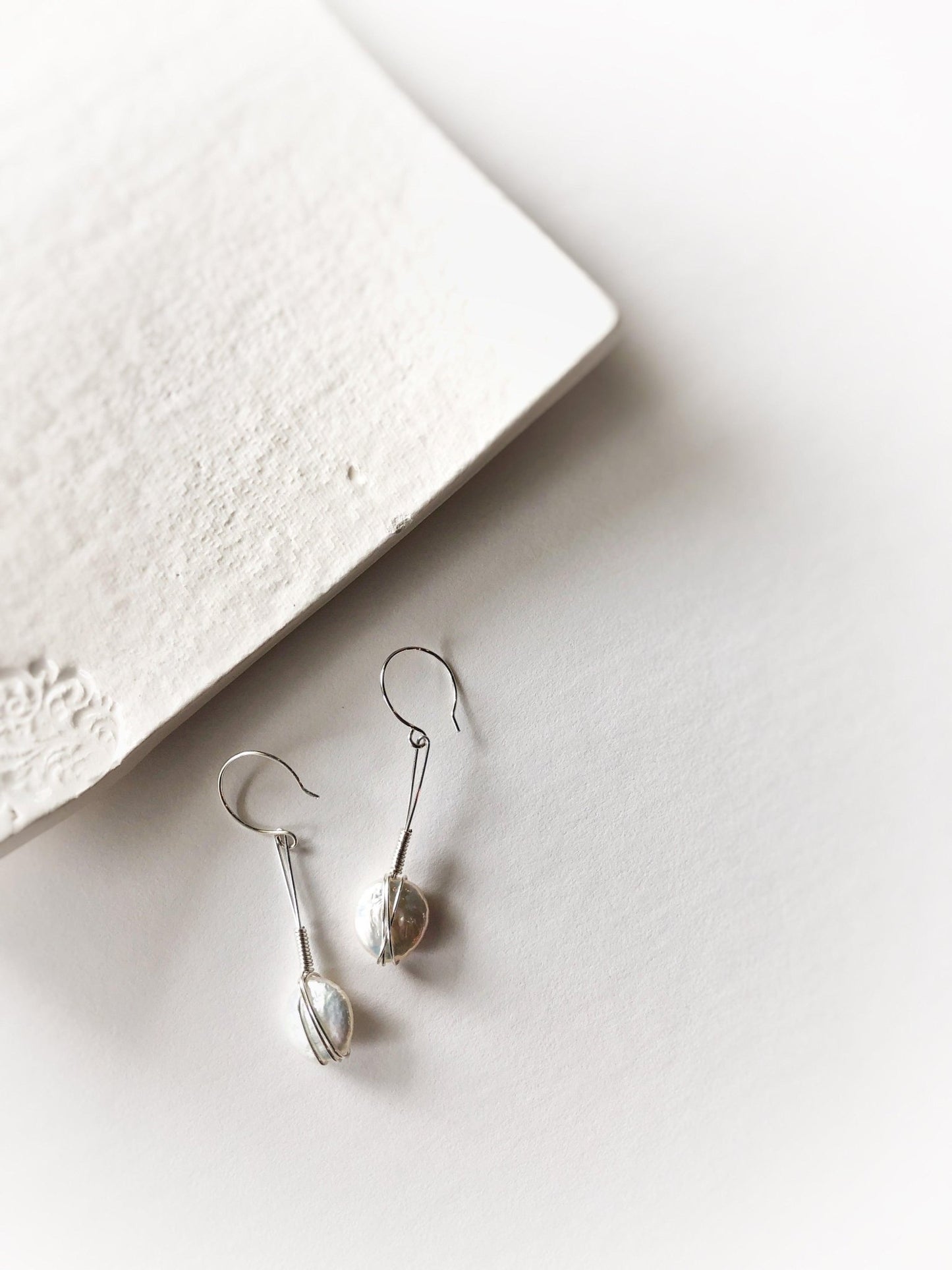 Coin Pearl Earrings - Sterling Silver - Autumn and Ro