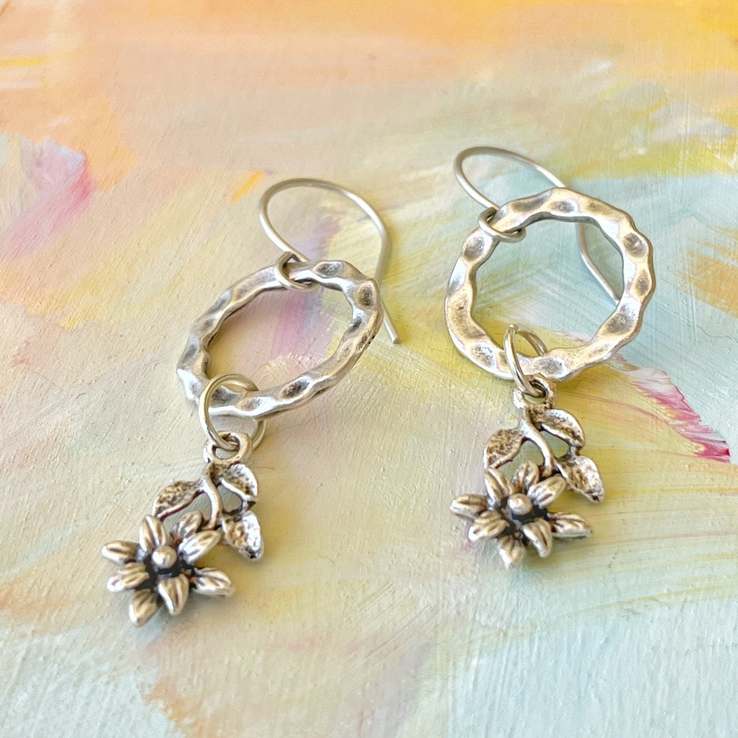 Floral Leaf Charm Earrings - Autumn and Ro