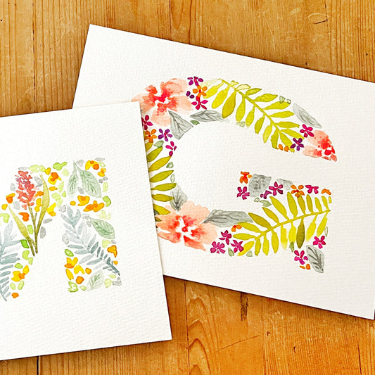 Watercolor Monogram Cards