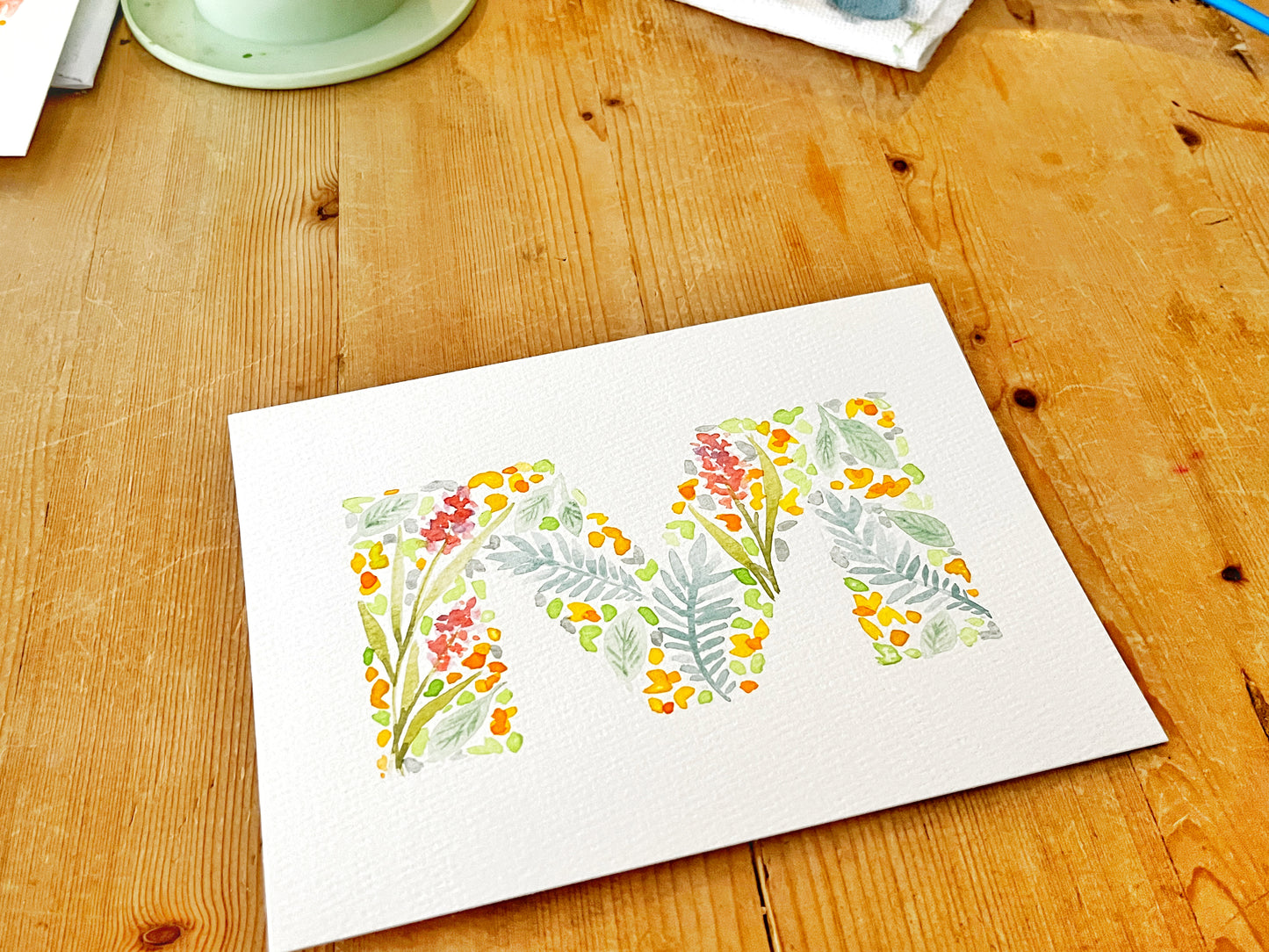 Watercolor Monogram Cards
