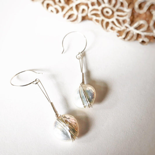 Coin Pearl Earrings - Sterling Silver - Autumn and Ro