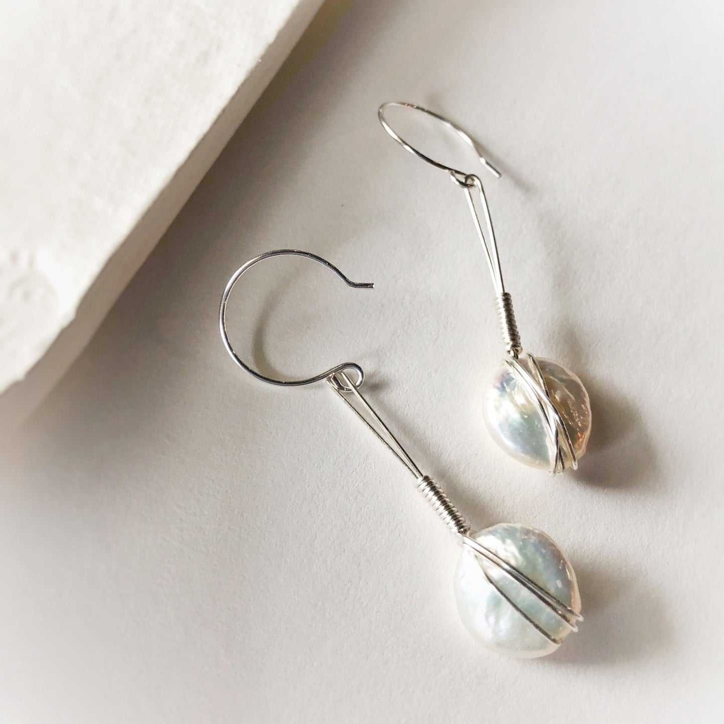 Coin Pearl Earrings - Sterling Silver - Autumn and Ro