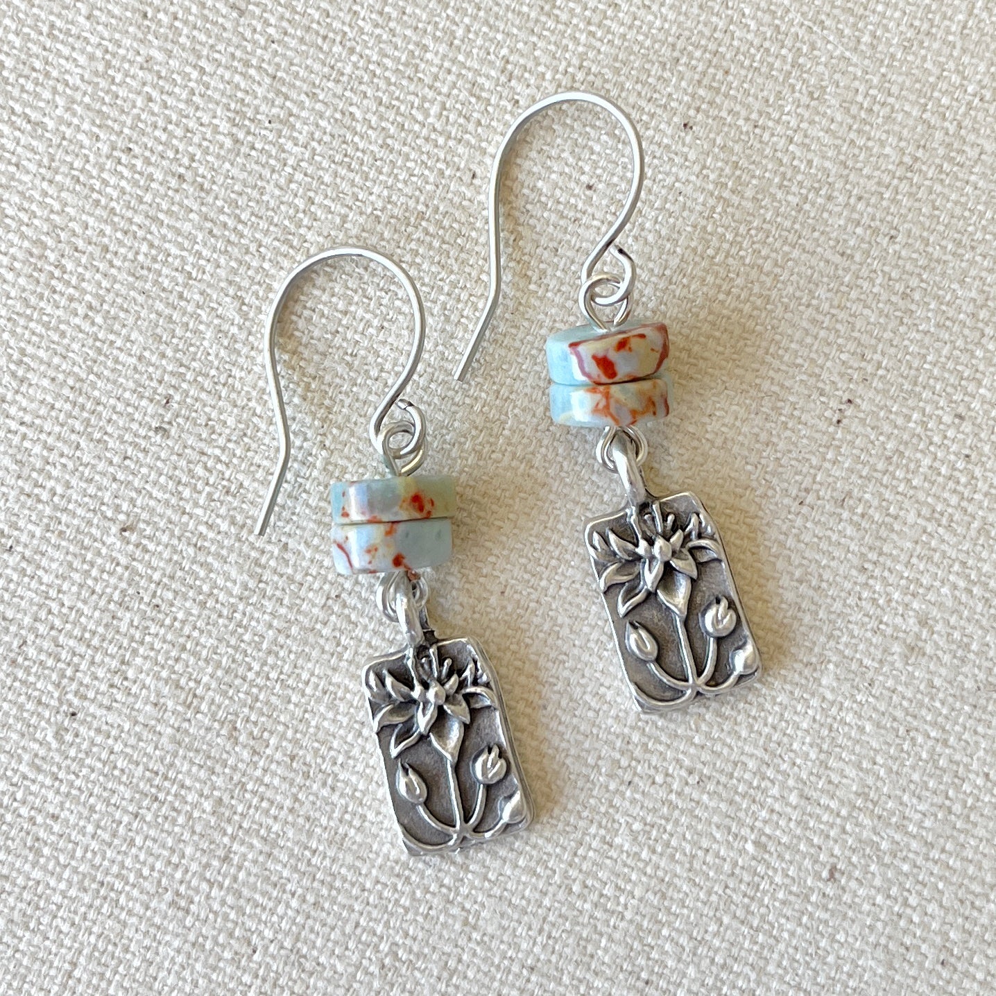 Lotus Charm Aqua Blue Earrings - Autumn and Ro