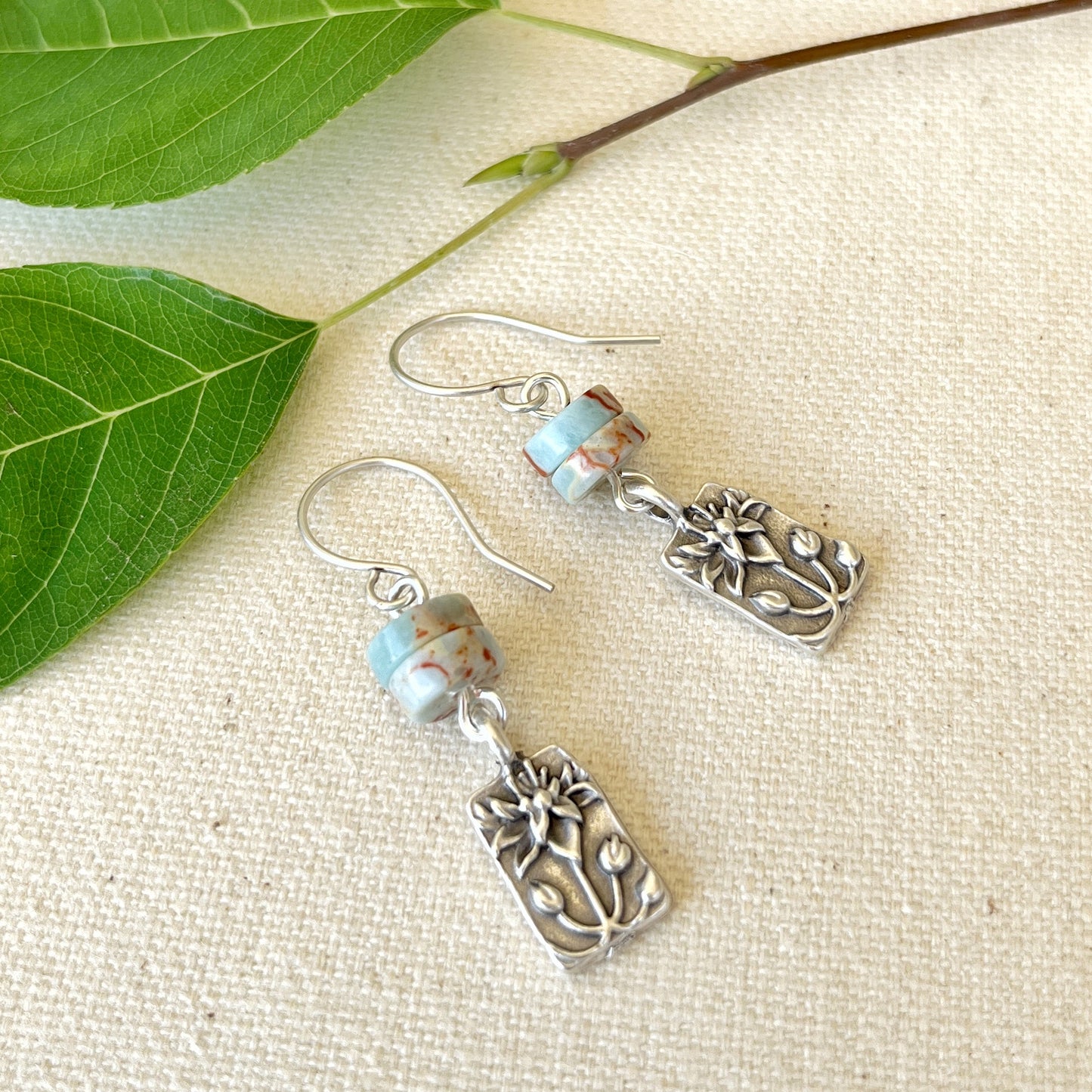 Lotus Charm Aqua Blue Earrings - Autumn and Ro