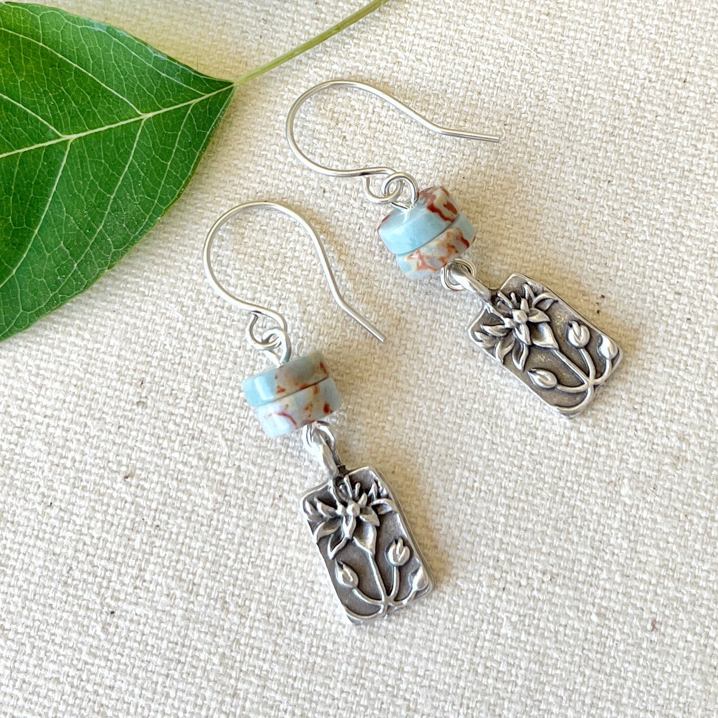 Lotus Charm Aqua Blue Earrings - Autumn and Ro